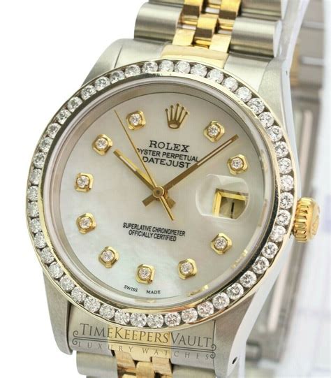 rolex datejust 36 two tone diamond bezel|Rolex Datejust diamond dial 36mm.